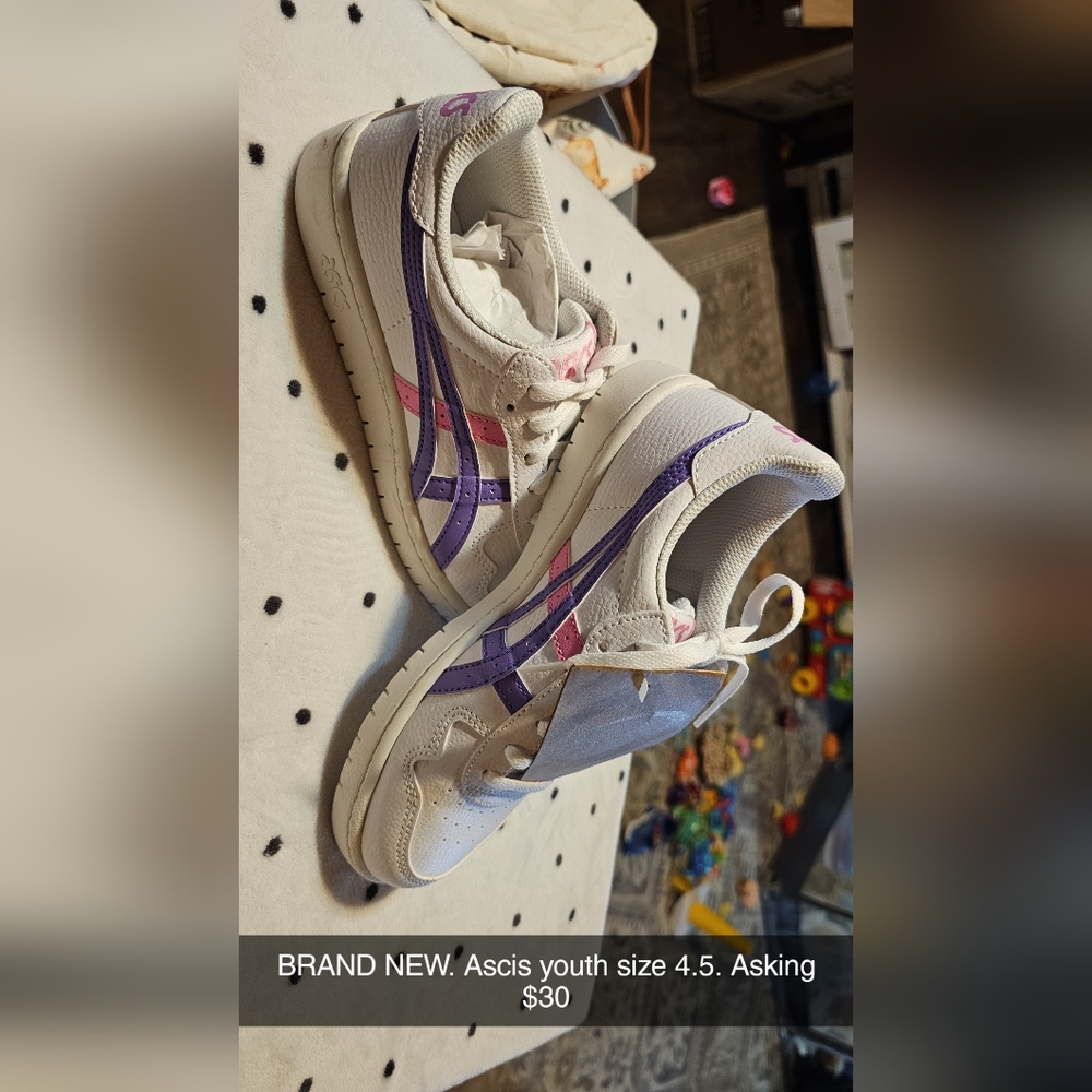 Kids White and Purple Sneakers